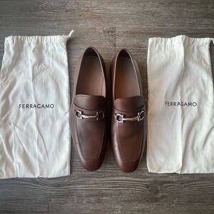 Ferragamo Men’s Brown Moccasin with Gancini Ornament